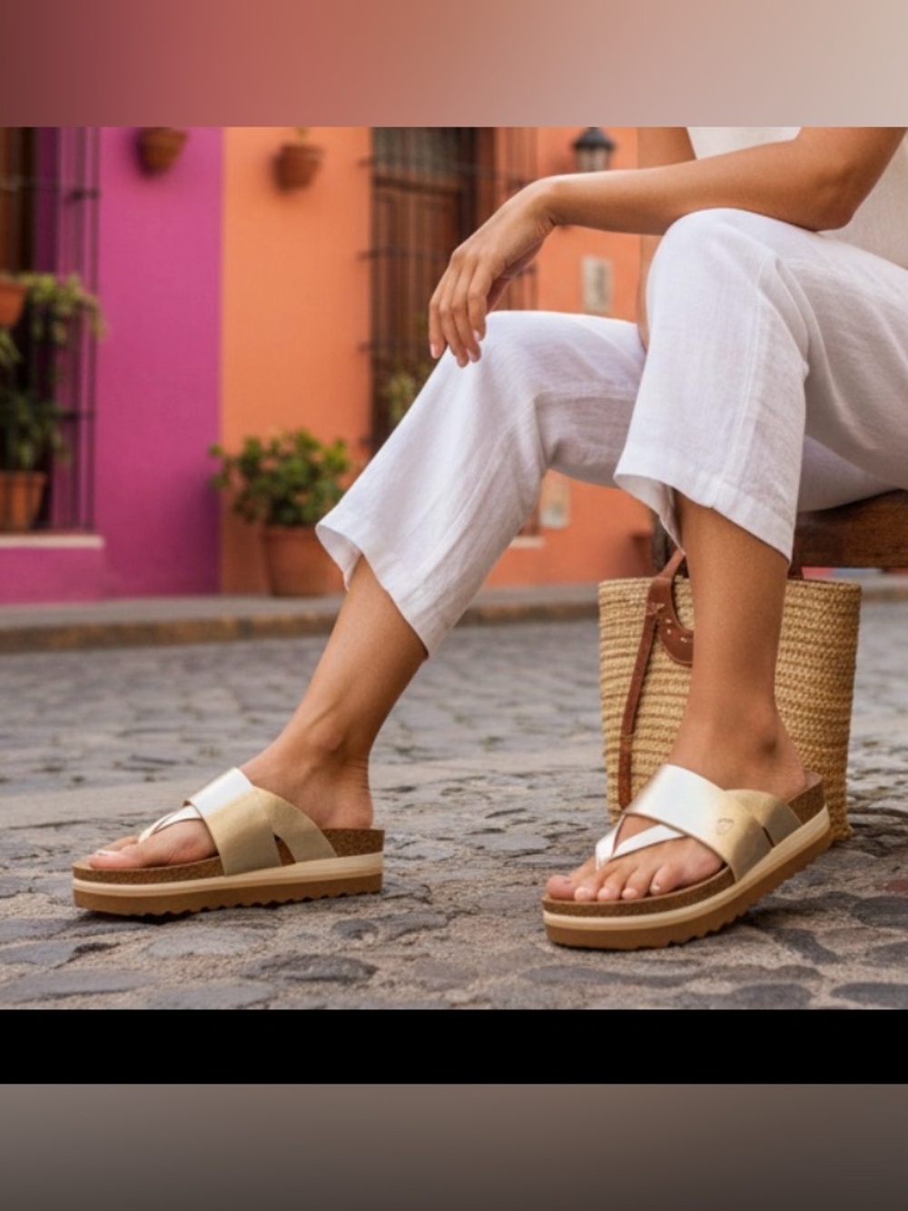 Project Cloud Raft Wedge Gold Sandals Non Slip Memory Foam Women’s 8.5 NEW!